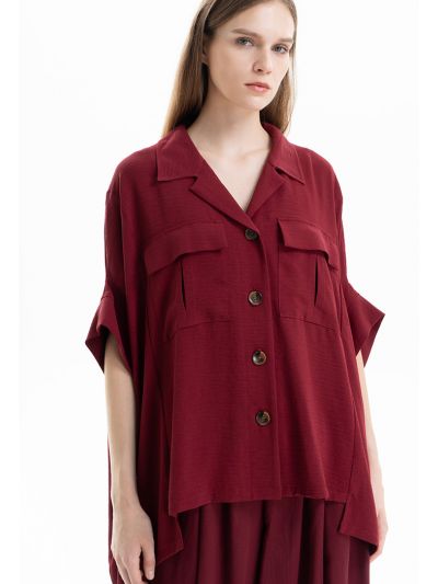 Solid Textured Oversized Shirt -Sale