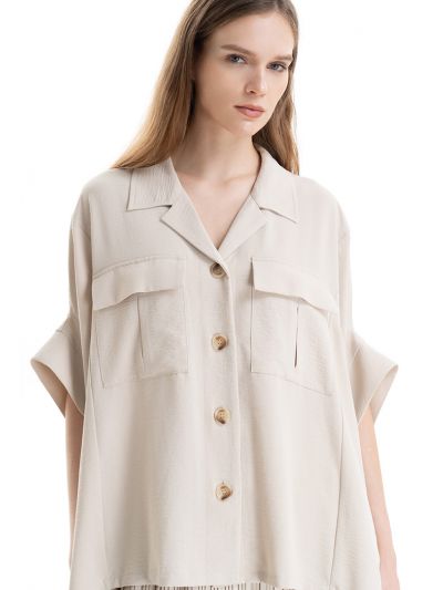 Solid Textured Oversized Shirt -Sale