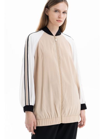 Contreast Jersey Zipped Jacket -Sale