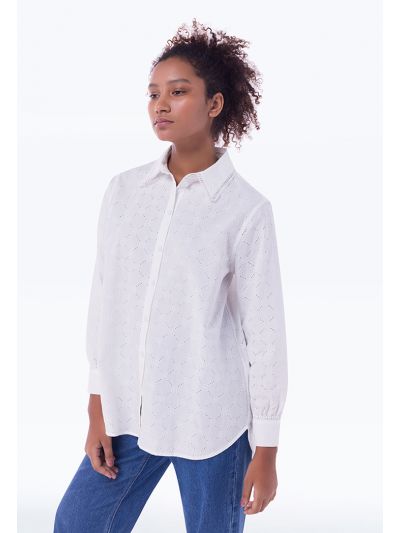 Schiffli Solid Embroidery Shirt -Sale
