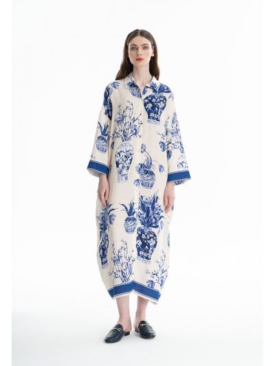 Floral Wide Sleeves Loose Fit Maxi Dress -Sale