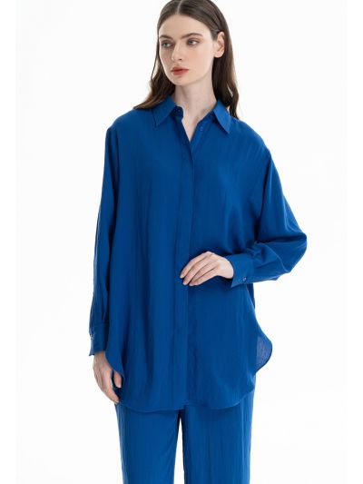 Oversized Solid Long Back Shirt - Co ords -Sale