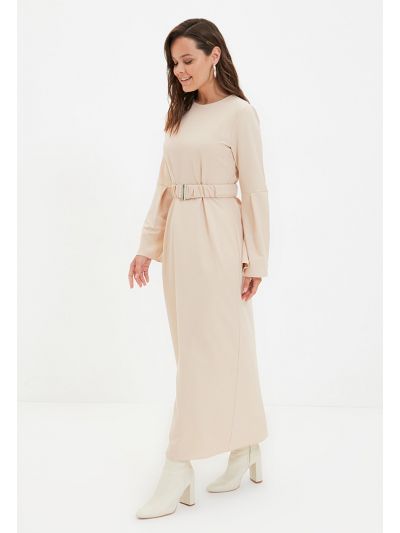 Solid Belted Maxi Dress
