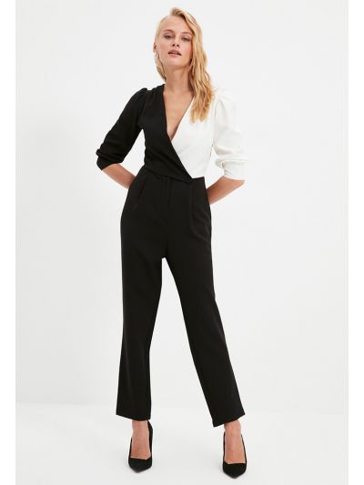 Contrast Double Breasted Jumpsuit
