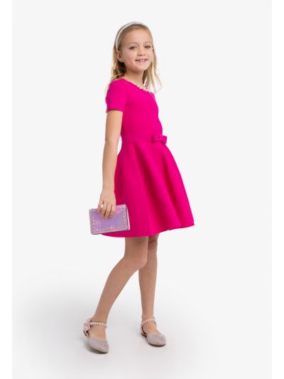 Round Neck Solid Net Dress