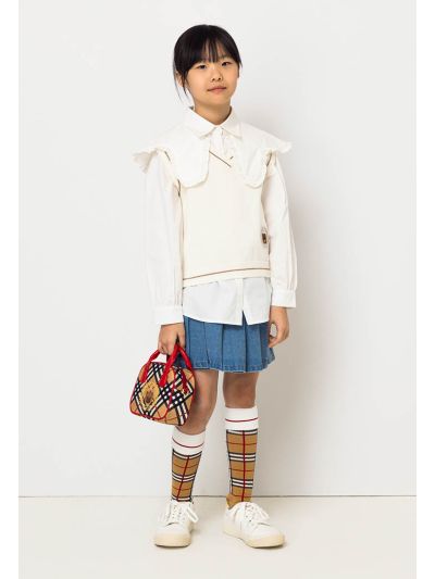 Solid Pleated Denim Skort