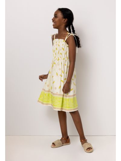Tie Shoulders Straps Printed Dress