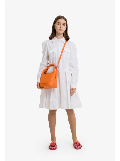 Classic Buttoned Pleated Shirt Dress
