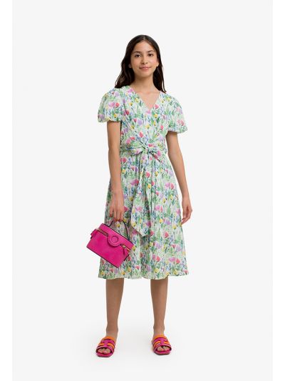 Floral Print Belted Dress