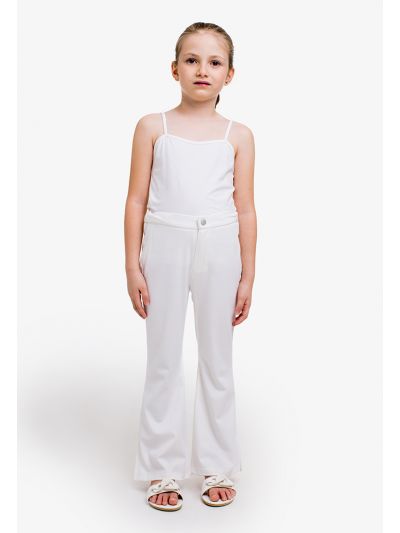 Slit Hems Elastic Trousers