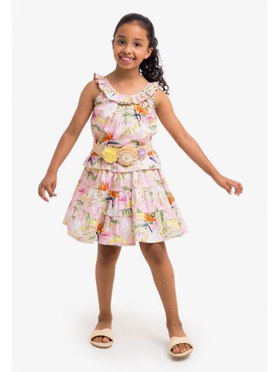 Floral Print Tiered Skirt