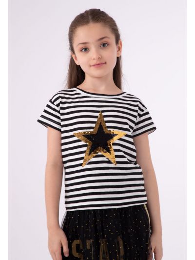Striped Sequins Fashion T-Shirt