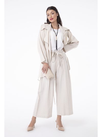 Oversized Pleated Linen Square Pants