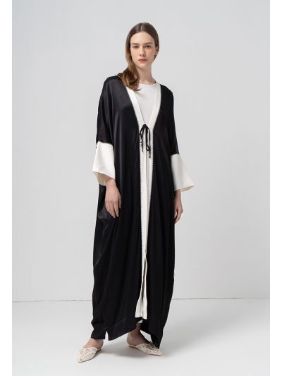 Contrast Oversized Open Abaya