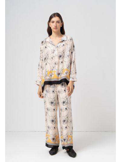 Printed Wide Leg High Waist Trouser