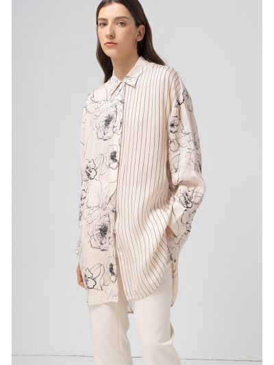 Striped Printed Oversized Shirt 