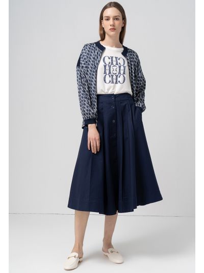 Solid Box Pleated Skirt