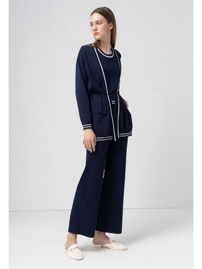 Solid Wide Legs Knitted Trouser