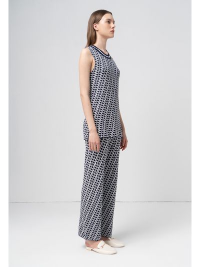 Intarsia Wide Legs Knitted Trouser
