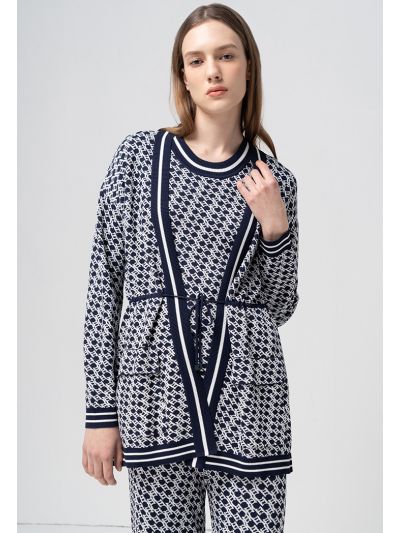 Intarsia Long Sleeves Knitted Cardigan