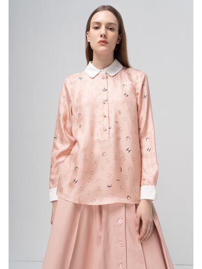 Printed Monogram Peter Pan Collar Shirt