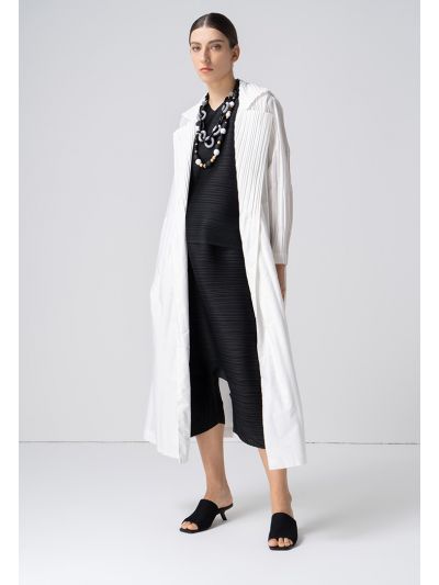Pleated Double Breasted Belted Coat