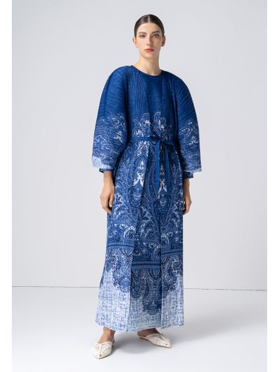 Electric Pleated Printed Maxi Abaya