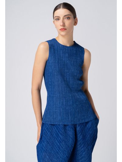 Electric Pleated Sleeveless Casual Top