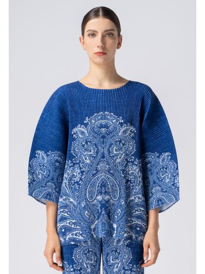 Paisley Printed Pleated Kimono Blouse