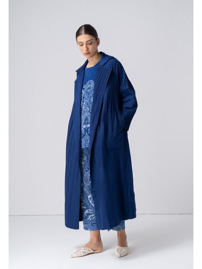 Pleated Double Breasted Belted Coat