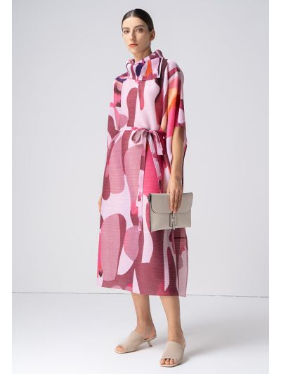 Vibrant Pleated Belted Dress