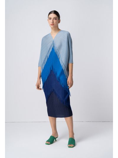 Pleated Asymmetrical Fringes Dress