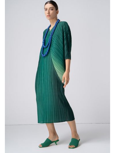 Pleated Asymmetrical Gradient Dress