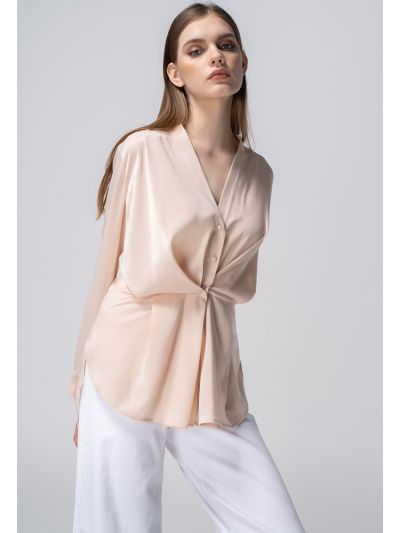 V-Neck Long Sleeves Solid Blouse