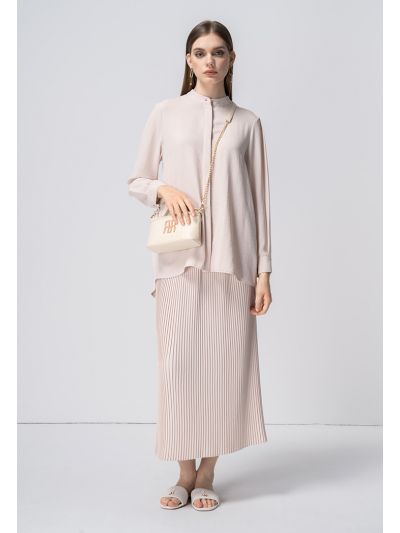 Solid Pleated Maxi Skirt
