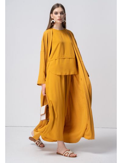 Solid Drop Shoulder Open Front Abaya