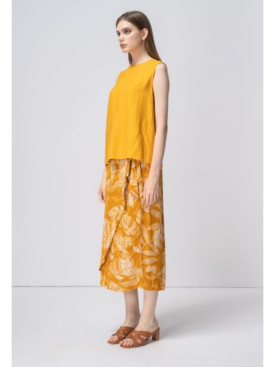 Printed Wrap Maxi Skirt