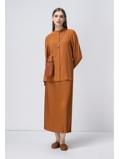 Solid Pleated Maxi Skirt