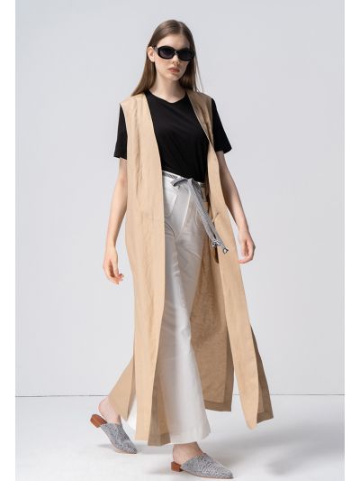 Sleeveless Maxi Belted Jacket