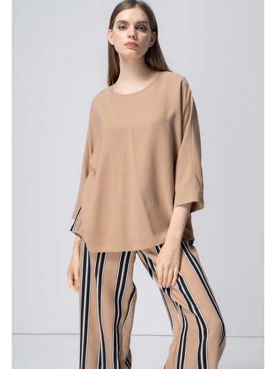 Oversized Blouse with Striped Back