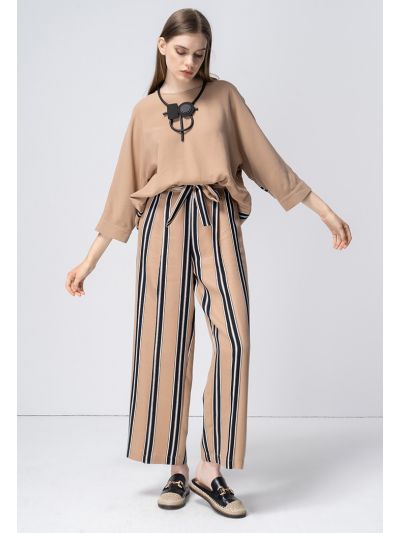 Striped Wild Leg Trouser