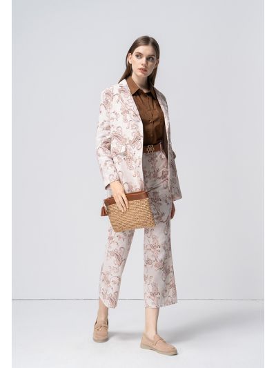 Paisley Printed Soft Toned Straight Leg Trouser