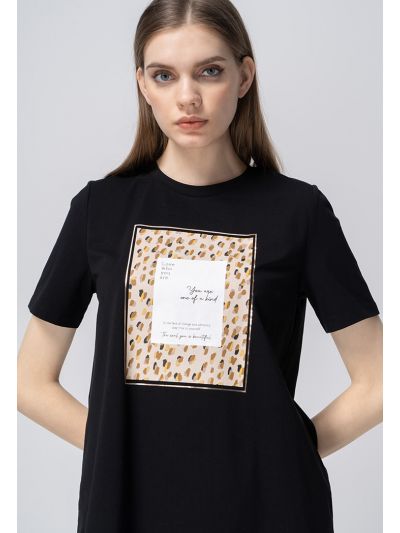 Rubber Print Round Neck T-Shirt