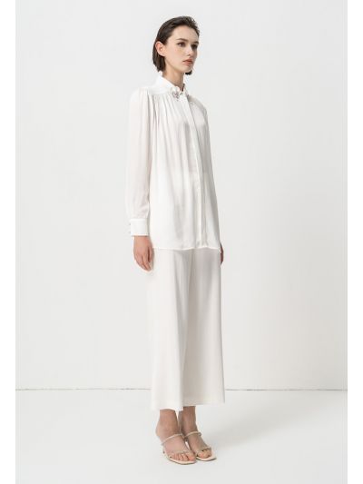 Solid High-Waist Trouser