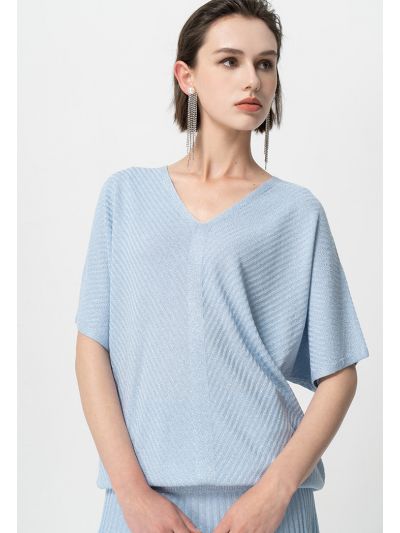 Short Sleeves Sequins knitted Blouse