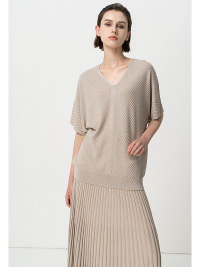 Short Sleeves Sequins knitted Blouse