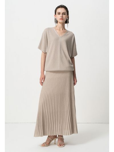 Sequins knitted Pleated Maxi Skirt
