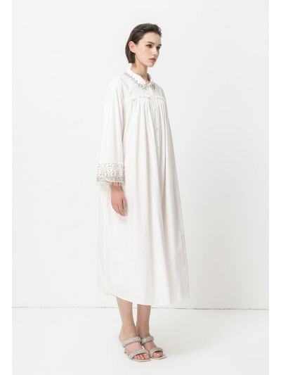 Embellished Crystal Belted Shirt Dress