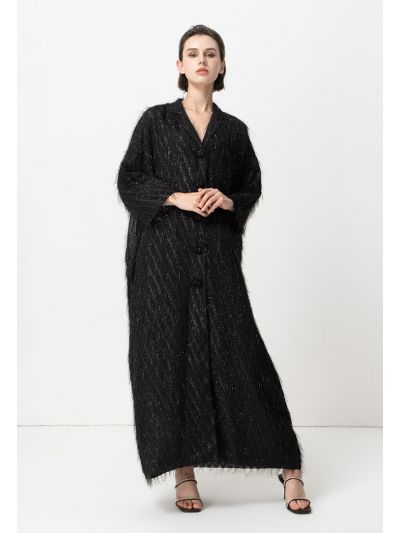 Lurex Faux Feather Maxi Jacket