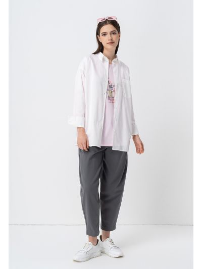 Semi Baggy Denim Solid Pants